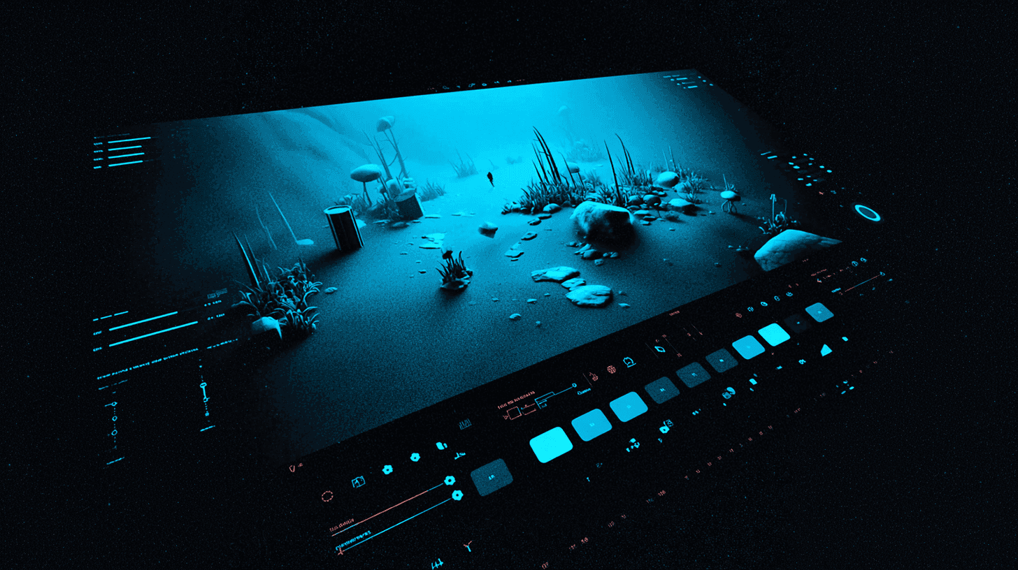 Vue de dessus d’objets de designer disposés sur un bureau — casque de réalité virtuelle, carnets, planches de storyboard